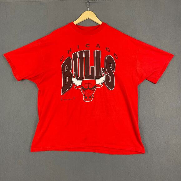 VTG Chicago Bulls T-Shirt Mens 2XL Red Single Stitch Hanes Beefy NBA USA 90s - Picture 1 of 14